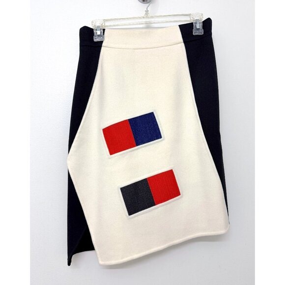 Akris Colorama Cashmere Pencil Skirt White Black Colorblock Squares Check 6 - Picture 1 of 16